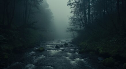 Fototapeta na wymiar a scene a water running through the forest.