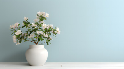 aesthetic cream color wall background with flower in vase