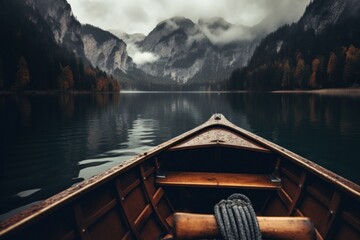 Obraz premium boat ride on the river in the mountain..