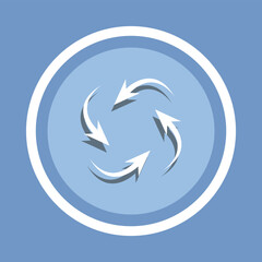 Fototapeta premium Repeat icon vector. Recycle icon vector in trendy flat style. Rotation icon image, Rotation icon illustration isolated on blue background