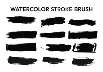 watercolor stroke splatter - Grunge brush collection vector brush stroke black different type brushes stock set