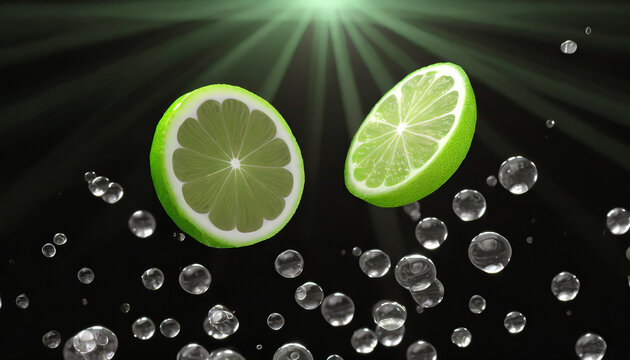 Tekstura, limonka w wodzie, dekoracja, generative ai