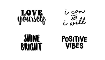 Motivational quotes bundle. Inspiration and good vibes set of typographic designs.