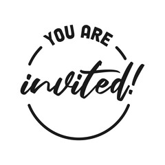 Obraz premium You are invited. Handwritten banner. Calligraphic invitation.