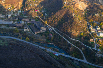 Amazing landscape with Tumanyan town and surroundings from above, Armenia.