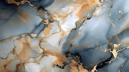 Abstract background blue marble agate granite mosaic with golden veins