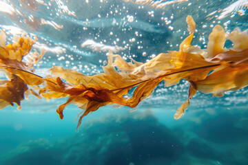 Dulse Sways Underwater In Closeup Shot - obrazy, fototapety, plakaty