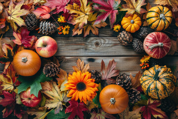 Rustic Display Of Autumn Decorations For Thanksgiving