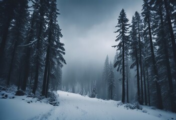 Fototapeta na wymiar Amazing mystical rising fog forest snow snowy trees landscape snowscape in black forest (Schwarzwald