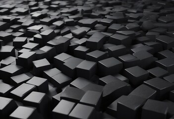 Black antharcite dark stone concrete cement texture with square cubes mosaic background panorama ban