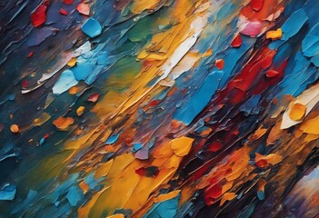 Closeup of abstract rough colorful colorful multicolored art painting texture with oil brushstroke p