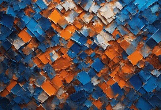 Closeup of abstract rough colorful blue orange multicolored art painting texture with oil brushstrok © ArtisticLens