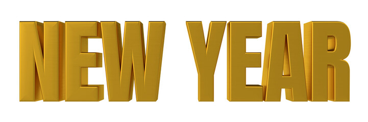 New year gold text in 3d rendering isolated