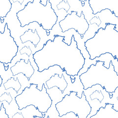Seamless pattern of Australia map in outline on a white background
