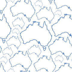 Seamless pattern of Australia map in outline on a white background
