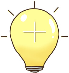 Lightbulb icon, symbol of idea, flat illustration. Solution and creativity sign. Shining lamp.