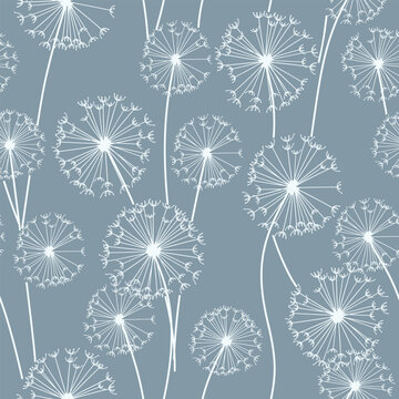 Dandelions seamless pattern for cover, packaging, fabric decorative design. Abstract vector design element. Floral modern seamless background.