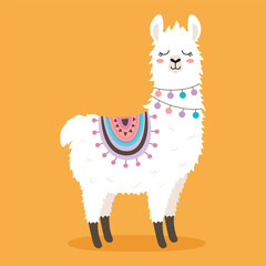 funny llama in cartoon style