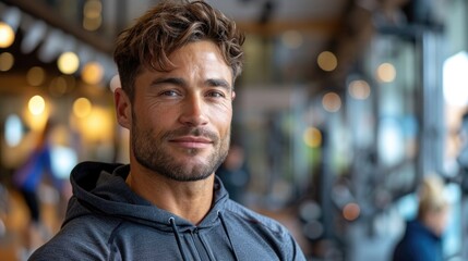 Personal trainer coaching in a gym, representing health and fitness expertise.