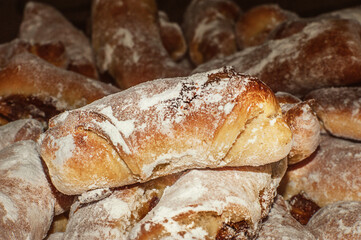 Traditional Serbian home made croissant called - kiflice. Sweet pastry rolls with jam (slatke kiflice sa dzemom)