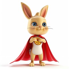 Rabbit Bunny Wearing Superhero Costume Cartoon