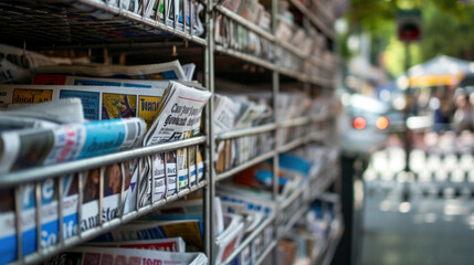 Street Newspaper Stand with noname, abstract newspapers.