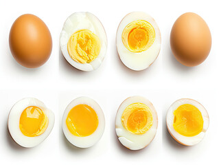 Group of Eggs Cut in Half, Illustration of Cross-Sectioned Eggs for Scientific Research