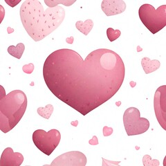 Red love heart seamless pattern illustration. Cute romantic pink hearts background print. Valentine's day holiday backdrop texture, romantic wedding design Generative AI