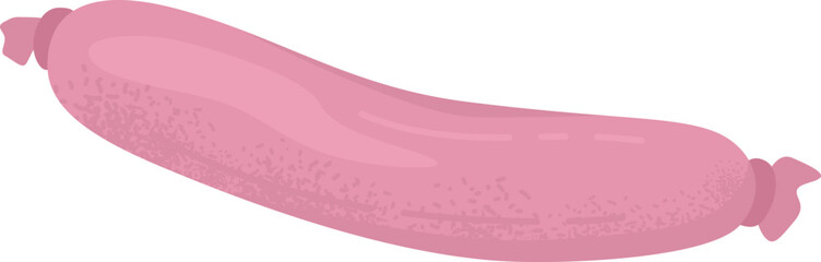Pink sausage in a realistic style on a white background. Food illustration, meat product design, vector illustration.