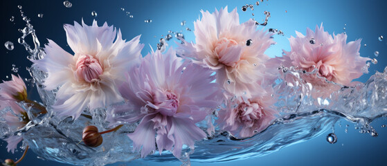 Obraz na płótnie Canvas Elegant cornflower bloom in water.
