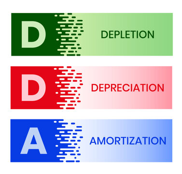 DDA - Depletion Depreciation Amortization acronym. business concept background. vector illustration concept with keywords and icons. lettering illustration with icons for web banner, flyer