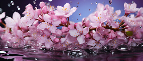 Close-up of lilac flowers with water droplets.