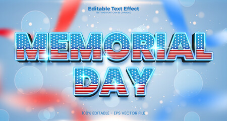 Memorial day Editable text effect in modern trend style