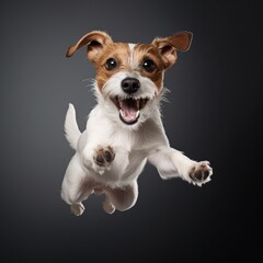 joyful bounding lifelike jack russell terrier in animation