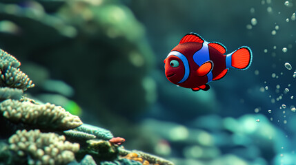 Clownfish (Amphiprion percula) in aquarium.  - obrazy, fototapety, plakaty