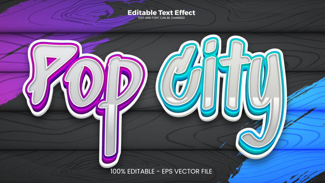 Pop city editable text effect in graffiti trend style