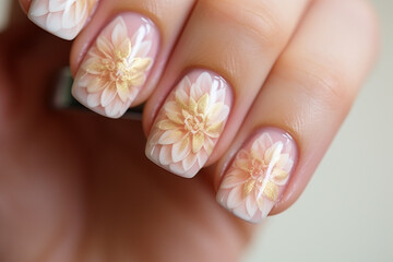 Obraz na płótnie Canvas Dahlia flower nail art. 