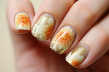 Dahlia flower nail art.  
