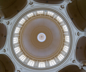 view of the interior of the dome of St. John the Baptist Church on Gozo Island in Malta