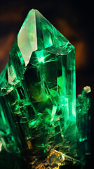 Macro shot of luminous emerald specimen world