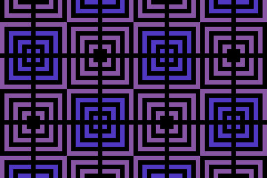 Purple squares pattern with black perpendicular lines crossing over the center of each square