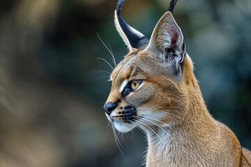 The graceful feline Caracal is caught in a moment of intense focus