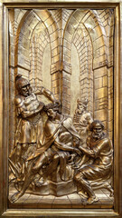The Crowning With Thorns – a relief sculpture. Church of Saint Giles (Kirche St. Ägyd) in...