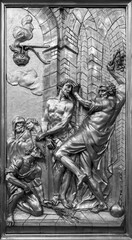 The Scourging of Jesus at the Pillar – a relief sculpture. Church of Saint Giles (Kirche St. Ägyd) in Gumpendorf, Vienna.