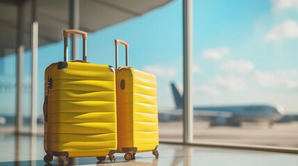 two luggages in front of a window.