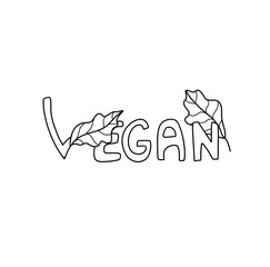 Vegan logo green leaves isolated on white background vegetarian