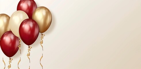 ared and gold balloons in a background. - obrazy, fototapety, plakaty