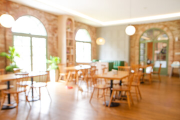 Blur restaurant (cafe) interior for background. Blur coffee shop or cafe restaurant. For montage...