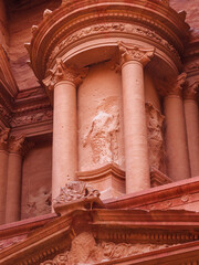 Welcome to Petra, the Treasury, also called Khazneh historical and touristic monument in Jordan