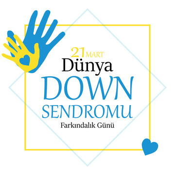 Template for Down Syndrome awareness day background, banner, card, poster with text inscription. (Translate: 21 march, world Down Syndrome awareness day) 